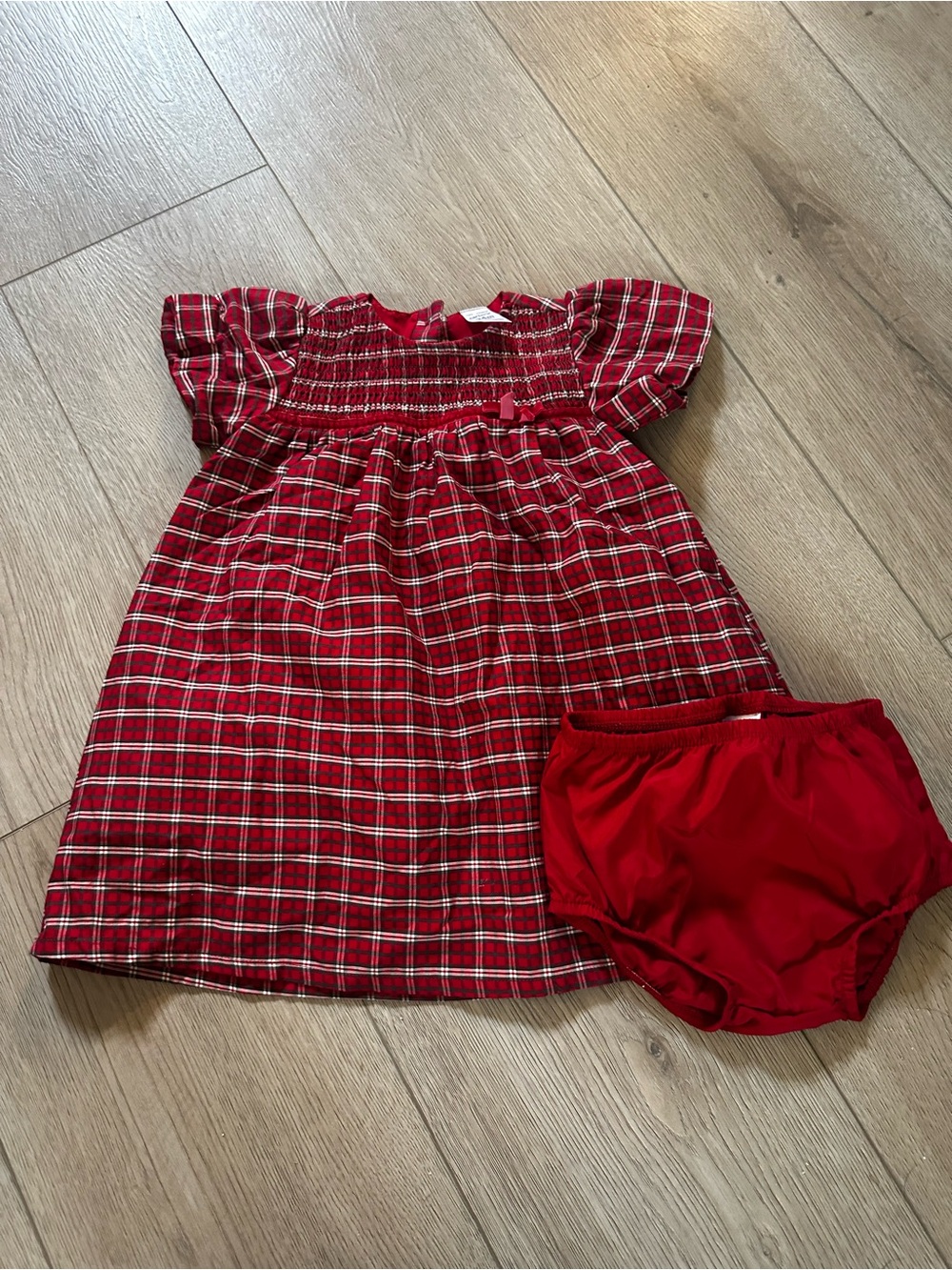Carter's Red Plaid Smocked Dress with Red Bloomers